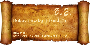Bukovinszky Elemér névjegykártya